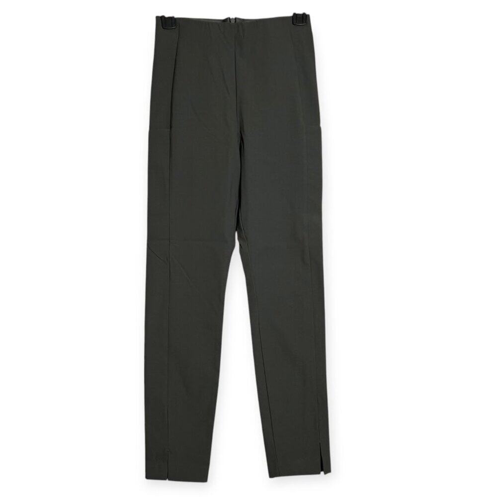 Athleta Wander Slim High Rise Pants SIZE 0 Gray Back Zip Ankle Split Hem Trouser